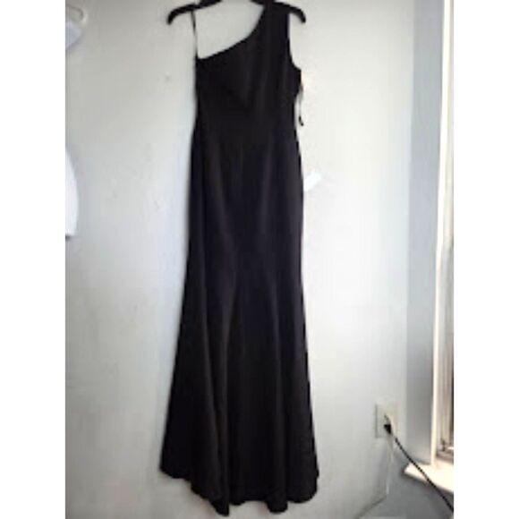 NWT Laundry by Shelli Segal Black One Shoulder Full Length Evening Dress size 6 - Picture 2 of 10